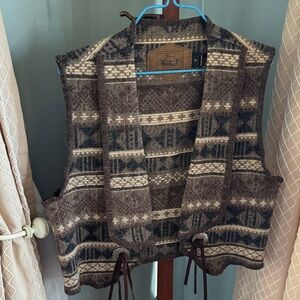 Woolrich Brown and Cream Geometric Wool Vest